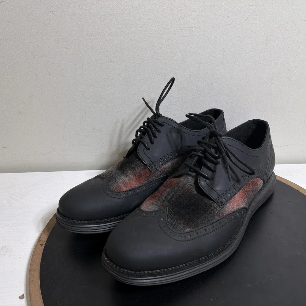 Cole Haan Grand.OS Shoes Mens Size 10 M Black Leather Brogue Dress Oxford C28862